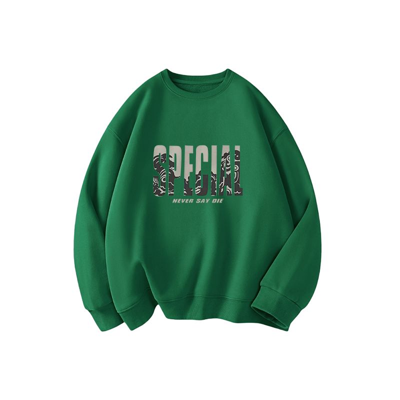 美式字母印花潮流圓領寬鬆長袖打底衫