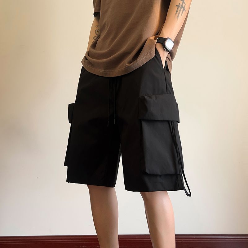 夏季美式工裝新款短褲男士大口袋百搭休閒外穿五分褲直筒顯瘦中褲