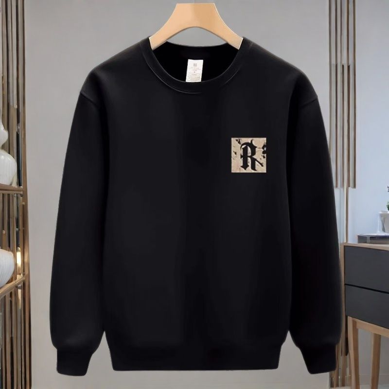 美式印花寬鬆刷毛加厚休閒圓領長袖T恤