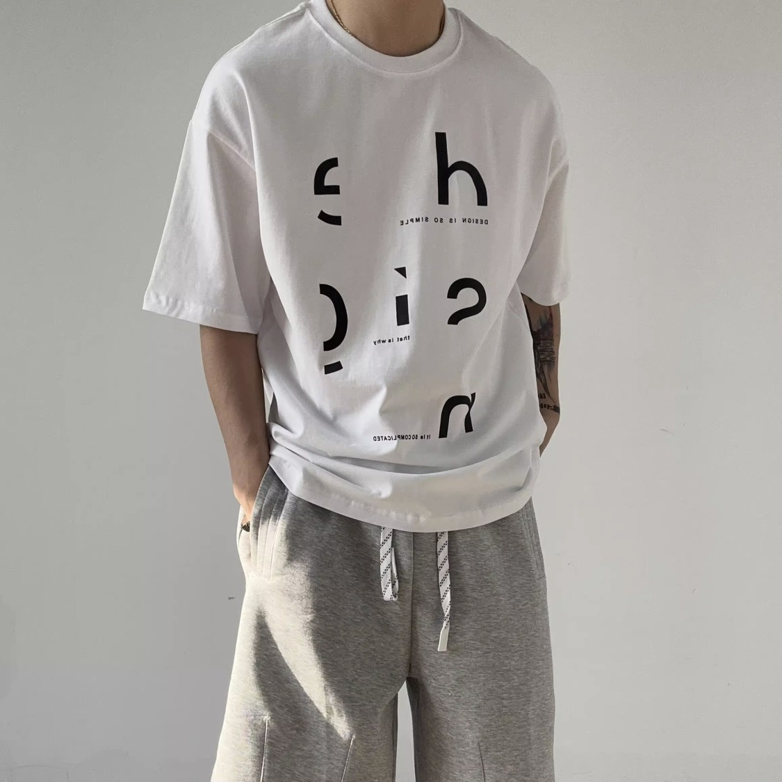 韓版潮流休閒寬鬆字母印花純棉短袖T恤