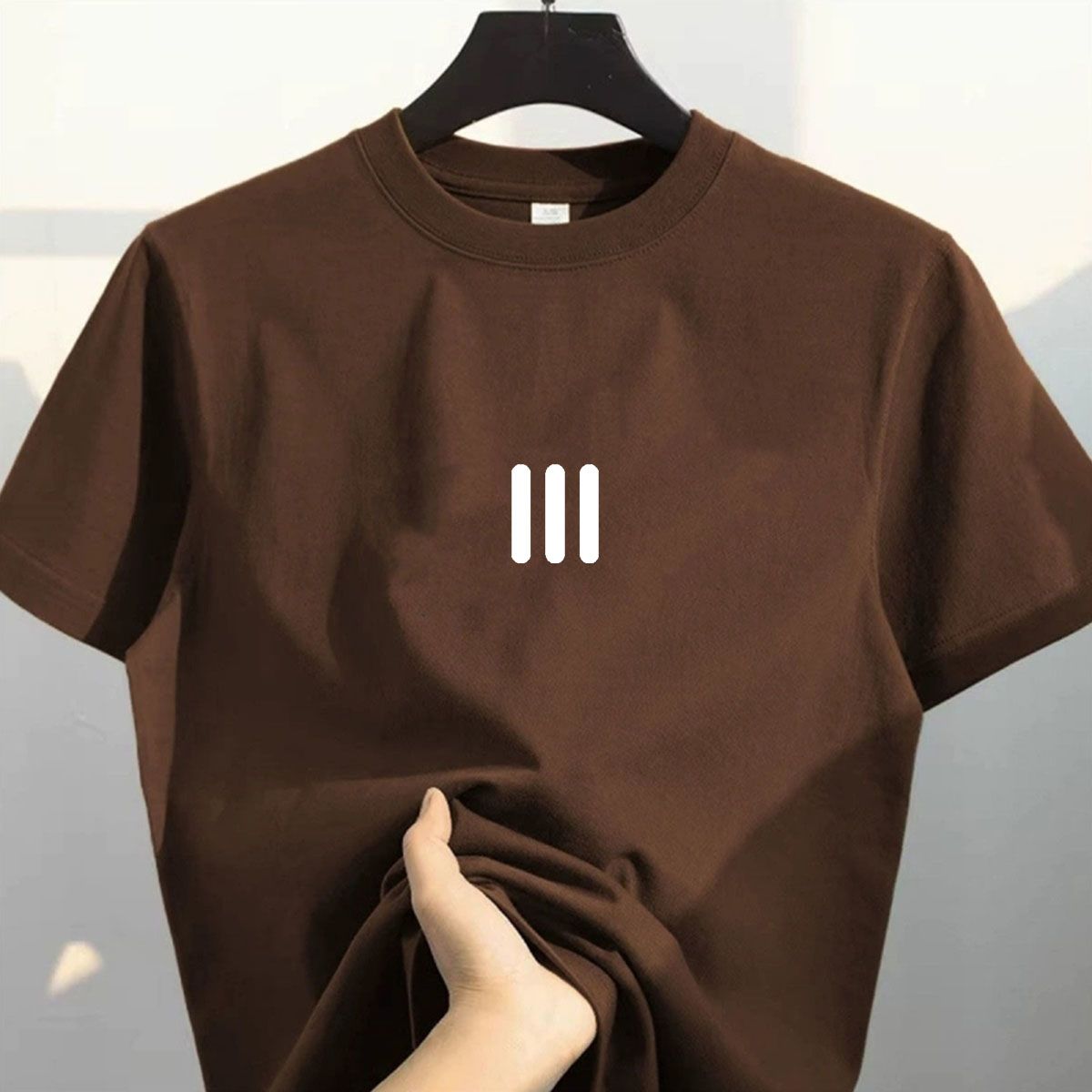 時尚簡約潮牌寬鬆圓領純棉印花短袖T恤