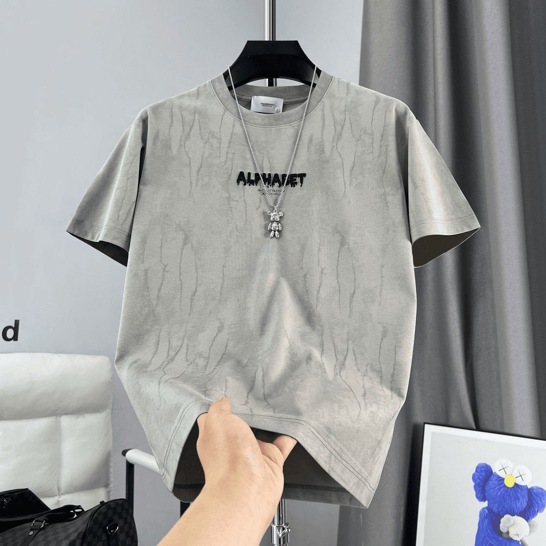 時尚透氣百搭高端扎染涼感休閒質感短袖T恤