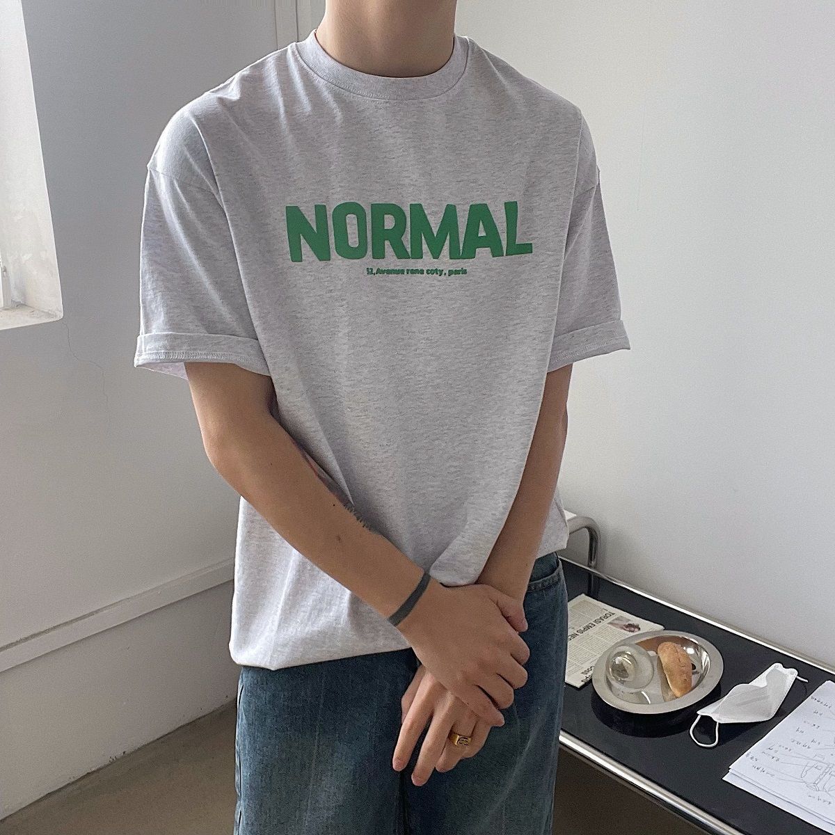 純棉休閒百搭寬鬆字母印花短袖T恤