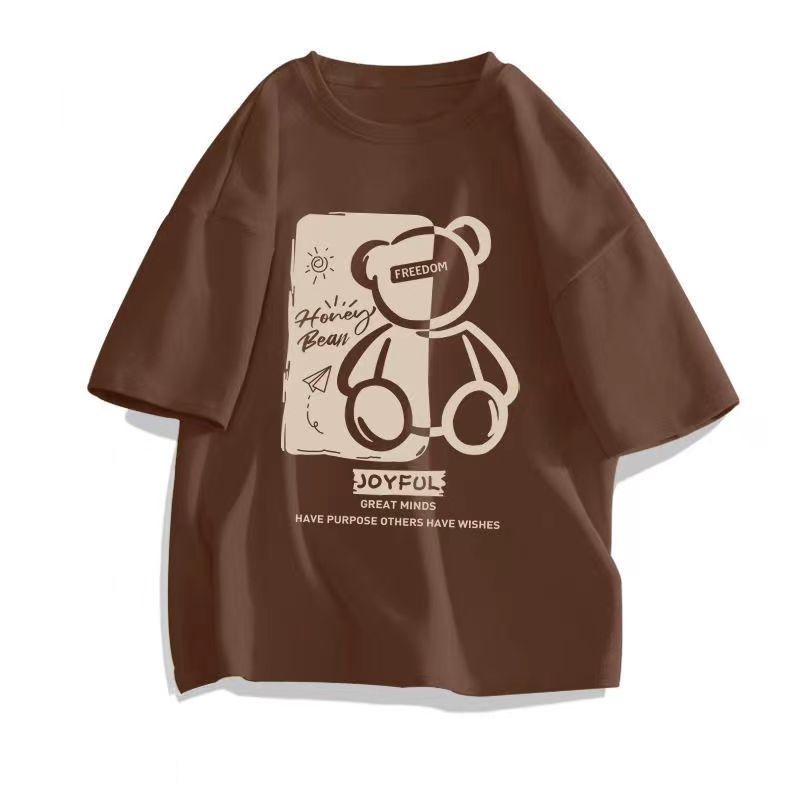 百搭休閒潮流寬鬆印花圓領短袖T恤