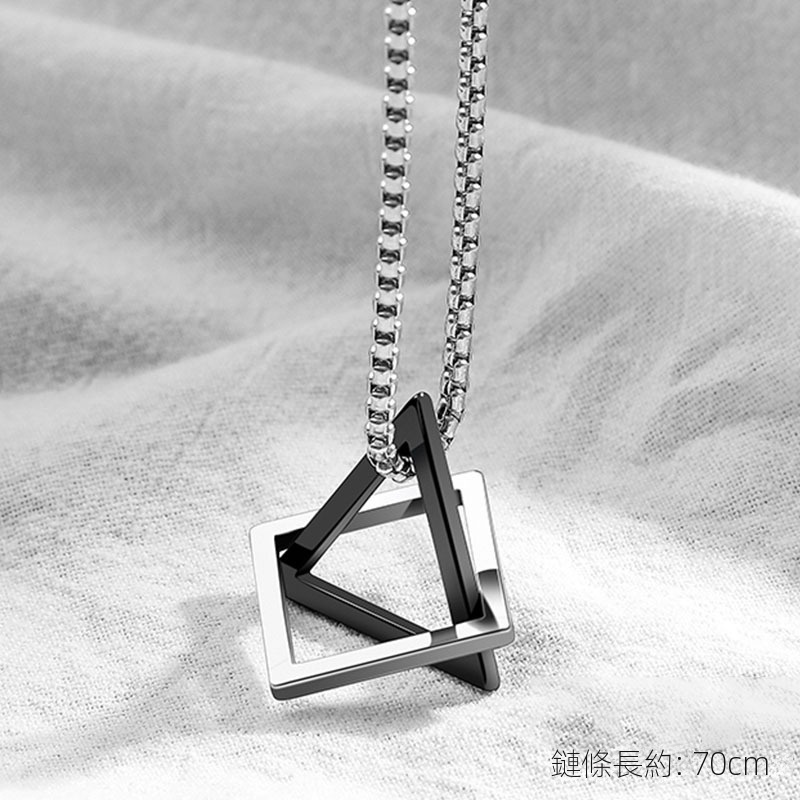 鈦剛項鍊潮新款ins嘻哈冷淡風三角正方個性設計頸鍊配飾男女吊墜