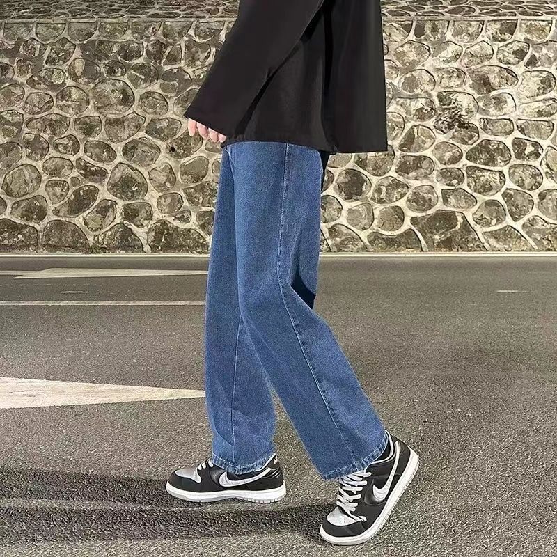 美式薄款寬鬆直筒潮流高街vibe闊腿黃泥牛仔褲