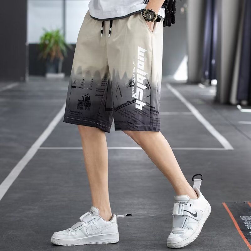 短褲男士夏季薄款冰絲五分褲涼感速乾休閒沙灘褲寬鬆運動褲男