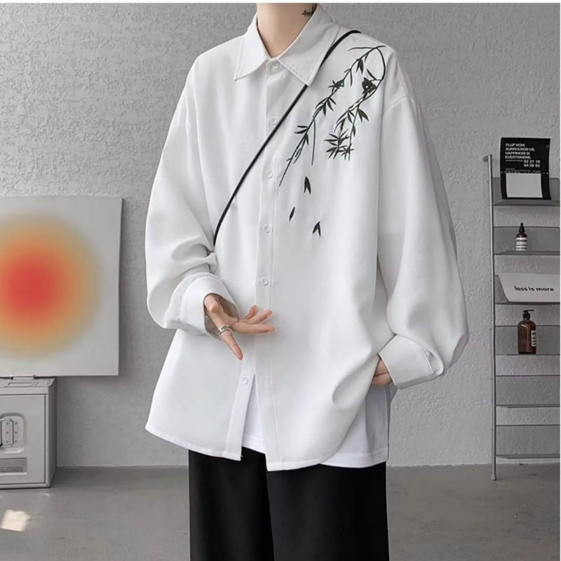 新中式oversized中國風痞帥長袖襯衫