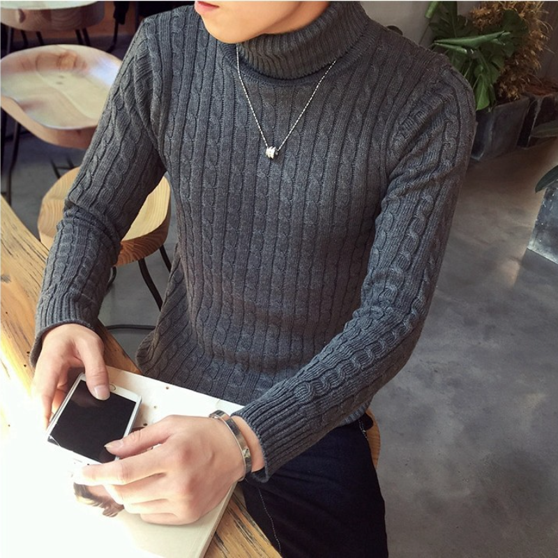高領扭花毛衣韓版長袖針織衫