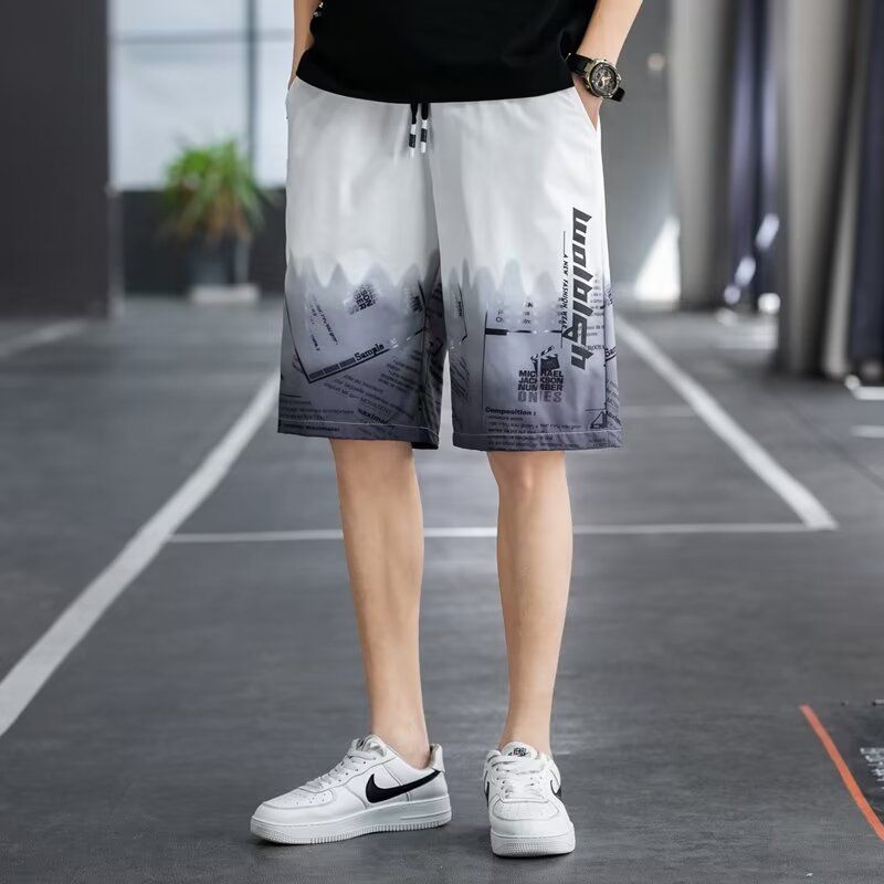 短褲男士夏季薄款冰絲五分褲涼感速乾休閒沙灘褲寬鬆運動褲男