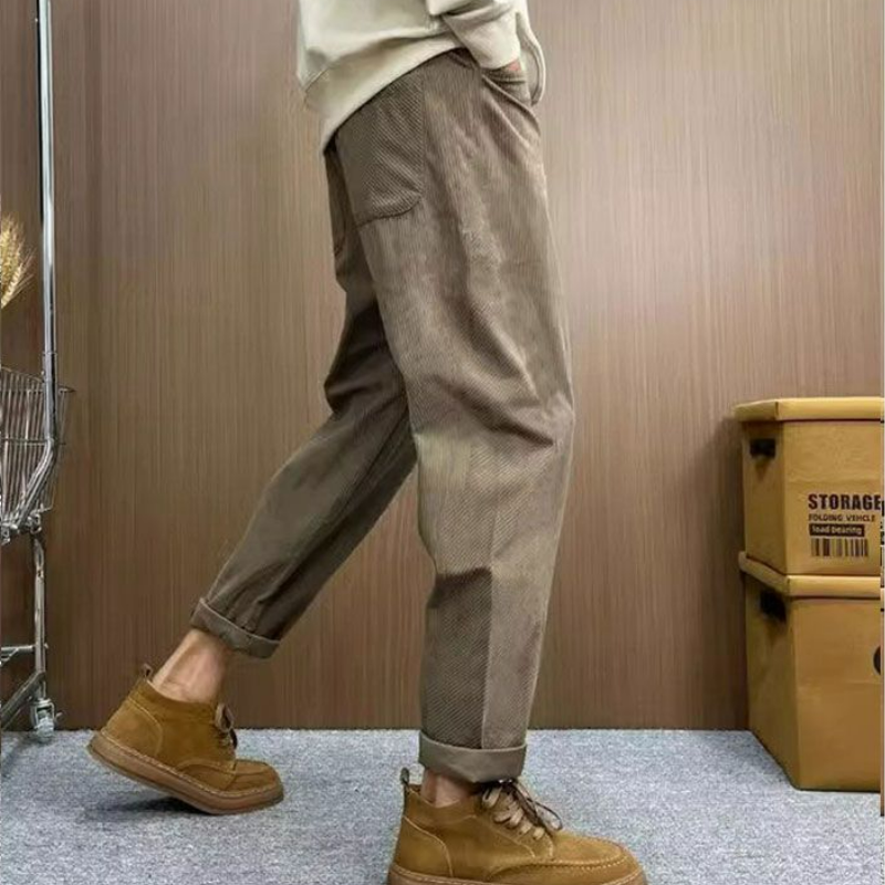 百搭帥氣寬鬆直筒燈芯絨細條休閒運動褲
