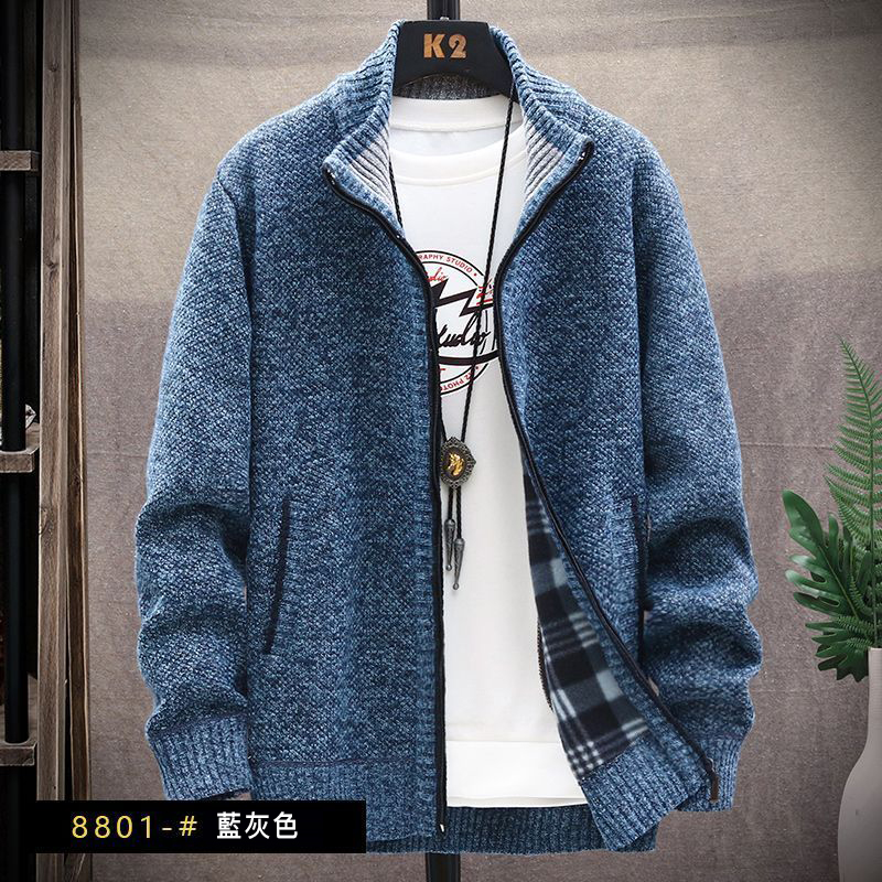 復古毛線針織衫格子長袖開衫