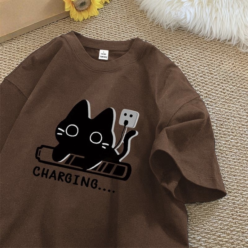 短袖t恤男女ins新款夏季日系貓咪休閒寬鬆百搭體恤上衣潮