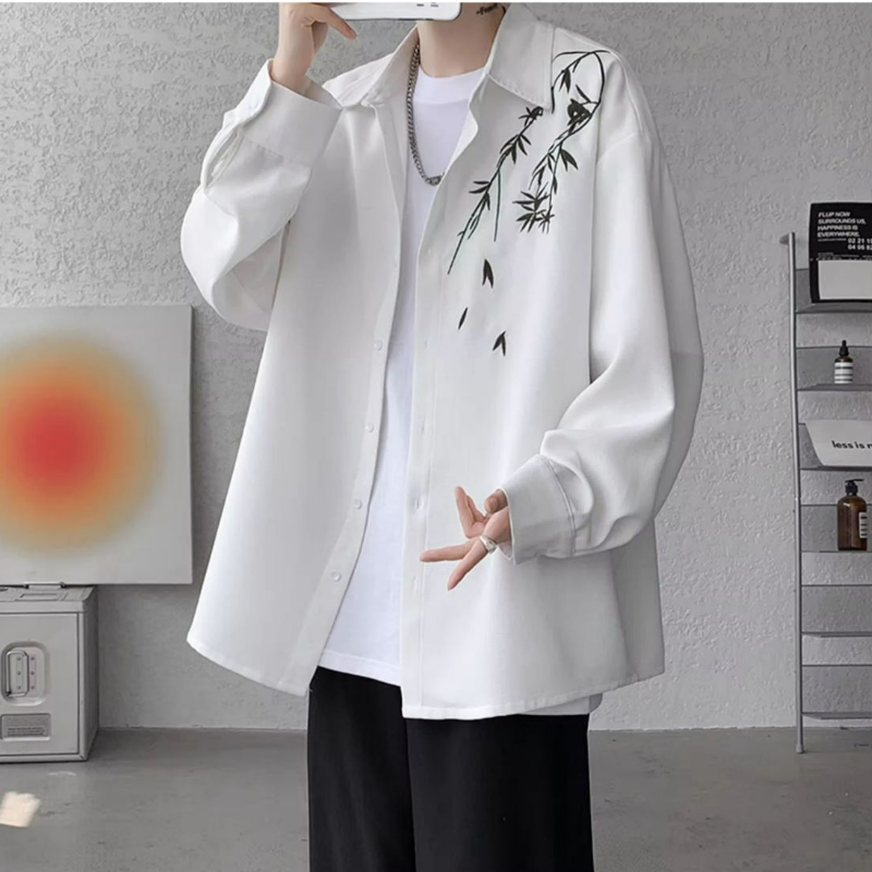 新中式oversized中國風痞帥長袖襯衫