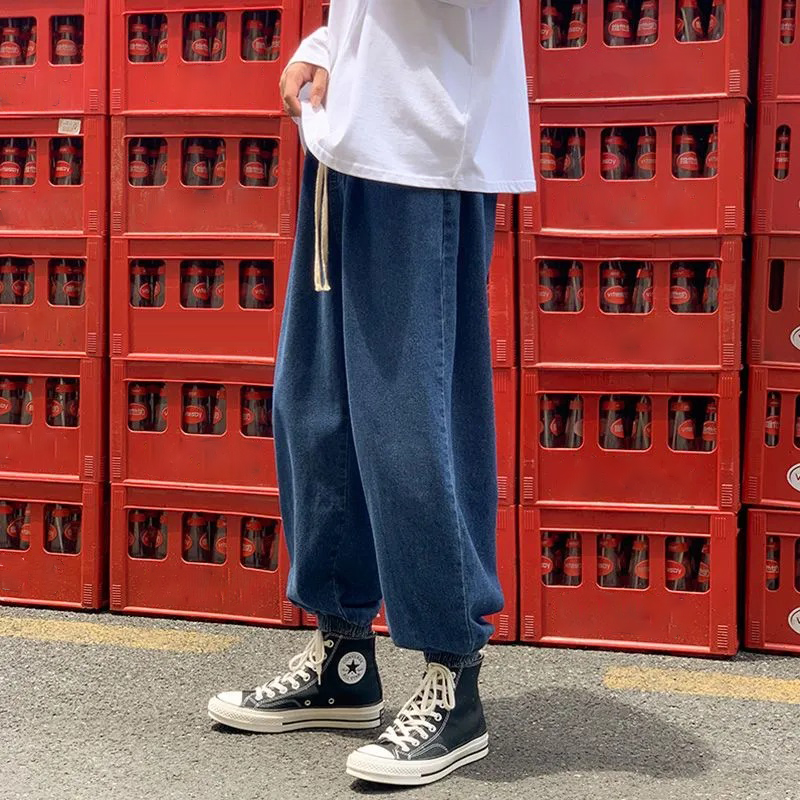 百搭潮流牛仔韓版束腳闊腿褲裝