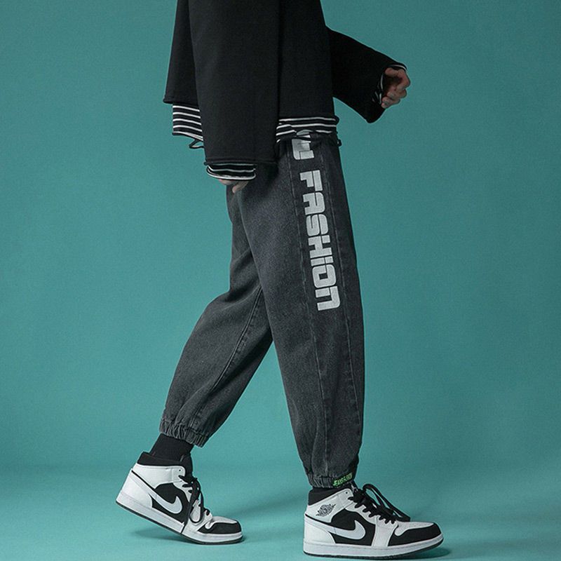 百搭潮流韓版束腳九分牛仔闊腿褲裝