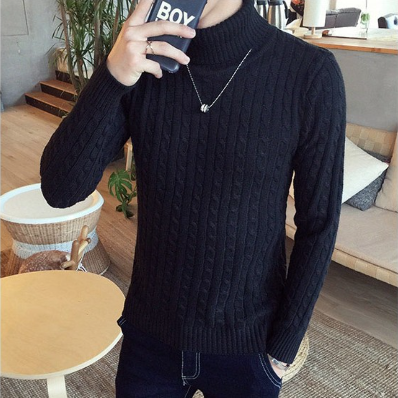 高領扭花毛衣韓版長袖針織衫