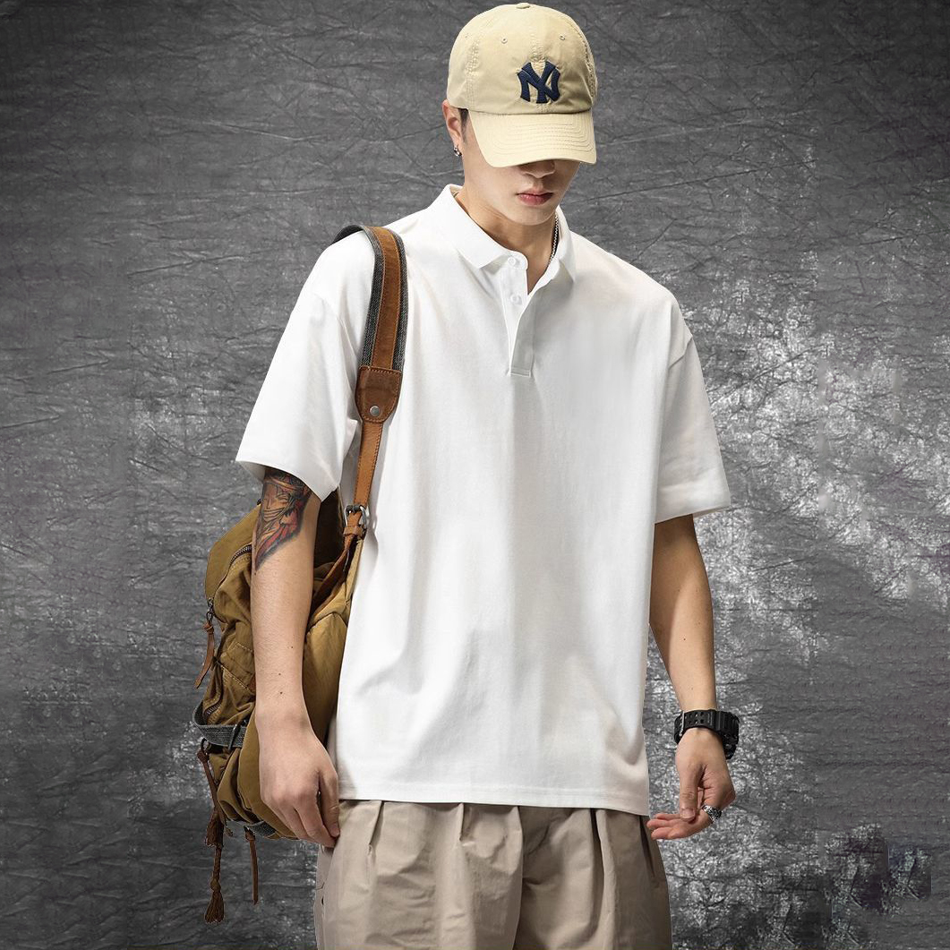 美式棉質重磅經典百搭休閒polo翻領短袖T恤