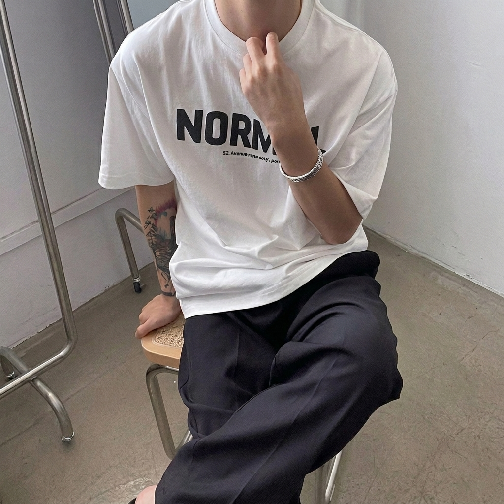 純棉休閒百搭寬鬆字母印花短袖T恤