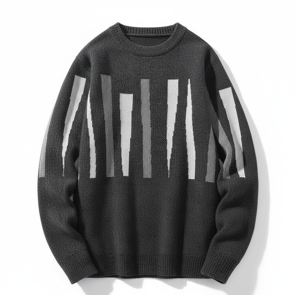 時尚休閒假兩件襯衫領套頭針織毛衣