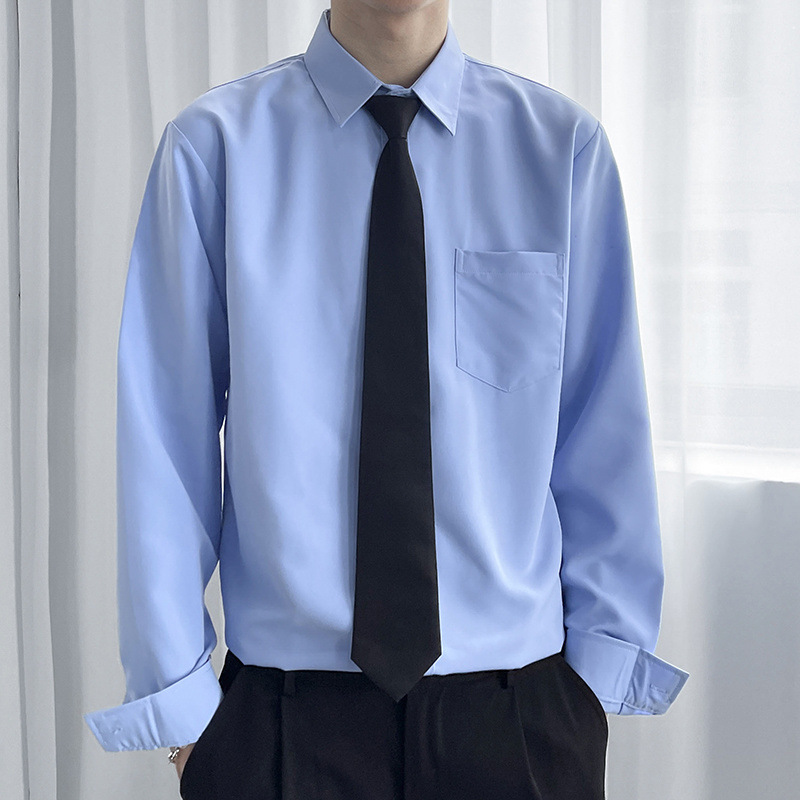 【送領帶】商務高級感薄款工裝休閒長袖襯衫