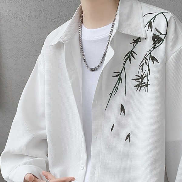 新中式oversized中國風痞帥長袖襯衫