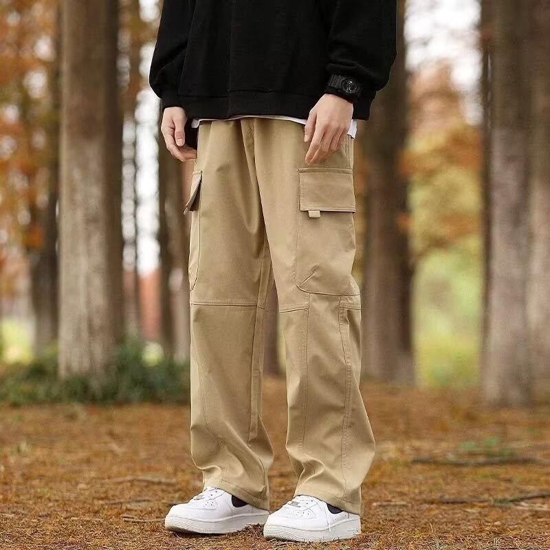 寬鬆直筒美式潮流闊腿休閒機能工裝褲