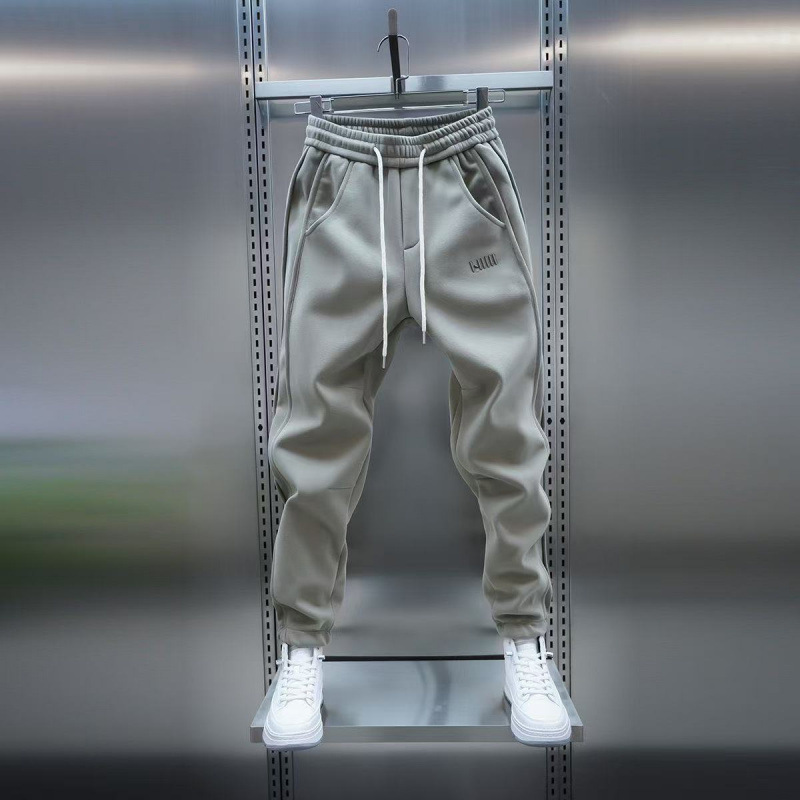 素色刺繡運動休閒潮流束腳彈力百搭哈倫褲