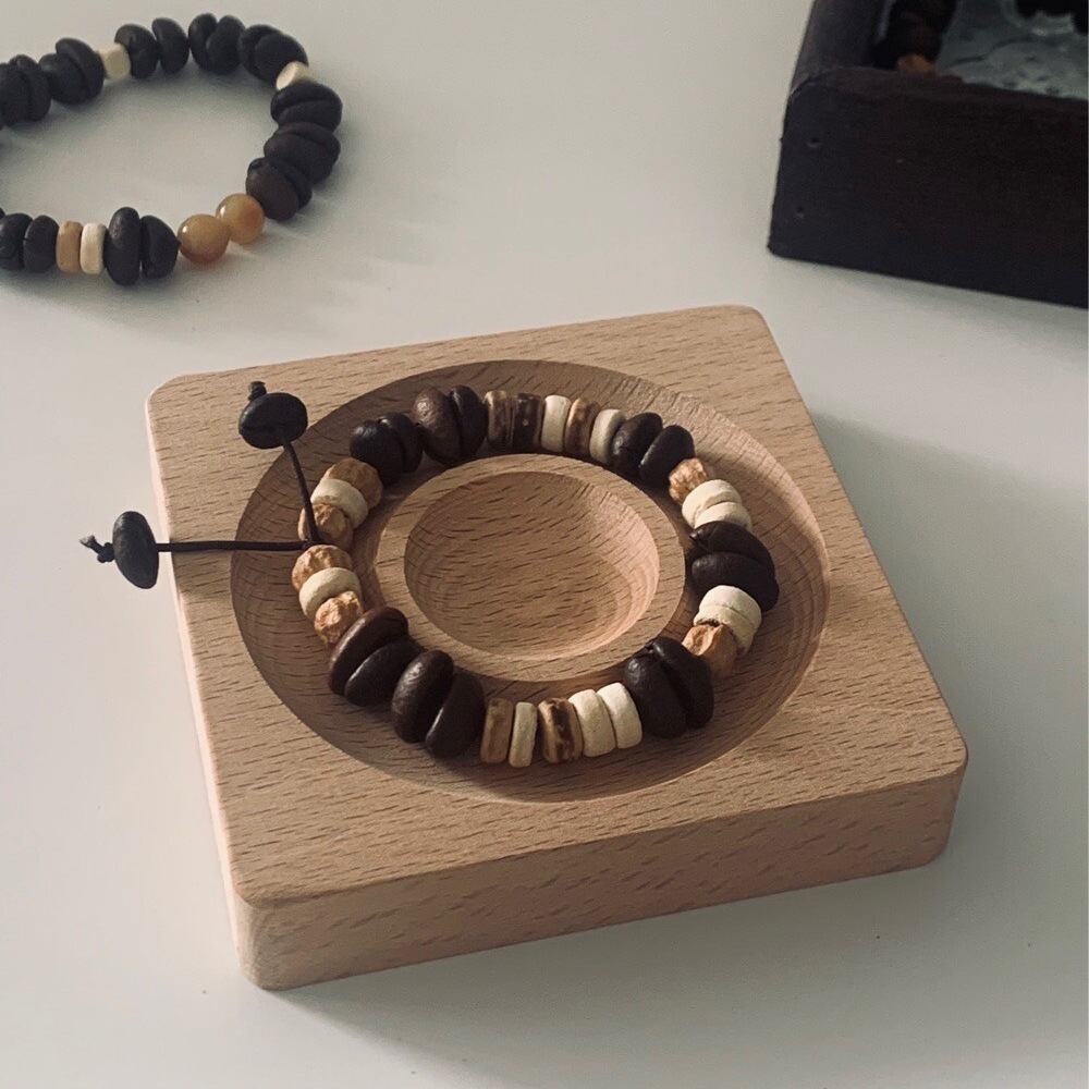 天然咖啡豆搭配百香籽椰子隔片小眾設計手串