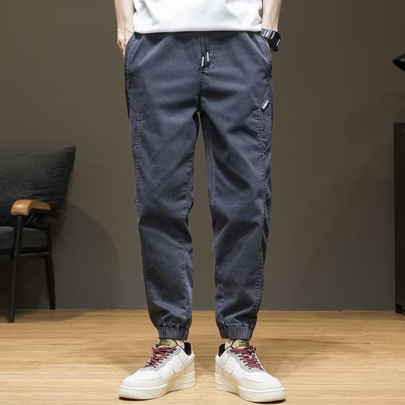 彈力棉加厚工裝潮流束腳休閒寬鬆大碼牛仔褲