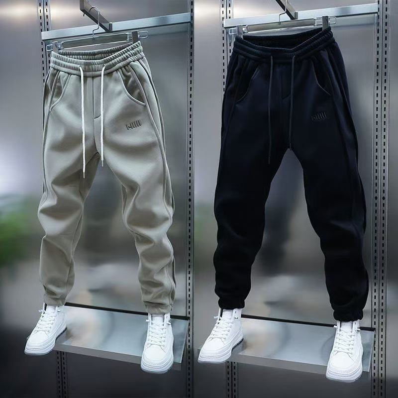 素色刺繡運動休閒潮流束腳彈力百搭哈倫褲