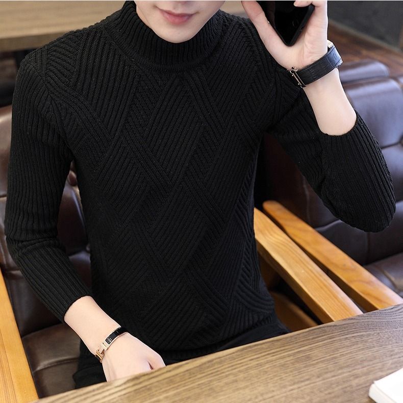 韓版潮流修身加厚針織衫半高領毛衣