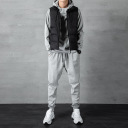 黑色馬甲+灰色衛衣+灰色長褲/三件套