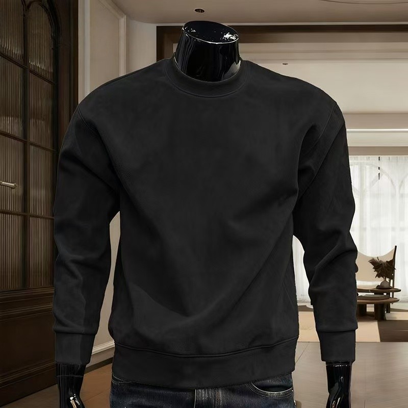 時尚外穿麂皮絨套頭寬鬆圓領休閒長袖T恤