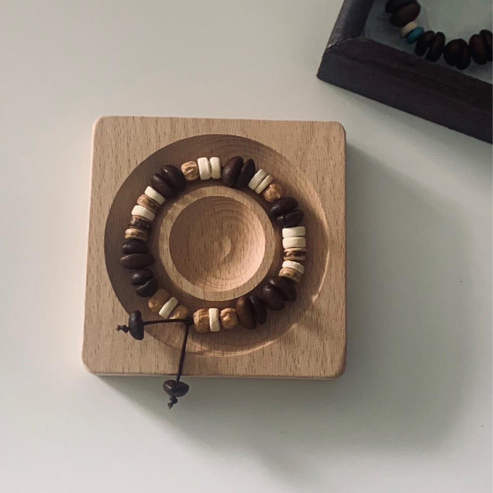 天然咖啡豆搭配百香籽椰子隔片小眾設計手串