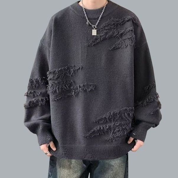 【單件/套裝】潮流帥氣高級感慵懶風毛衣+痞帥休閑牛仔褲兩件套