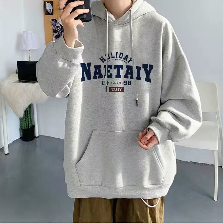 薄款/刷毛潮流寬鬆美式帥氣印花百搭連帽T