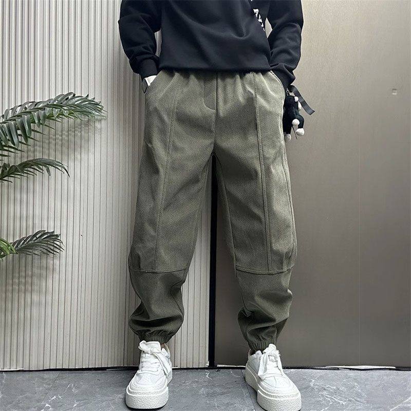 寬鬆運動休閒燈芯絨束腳褲