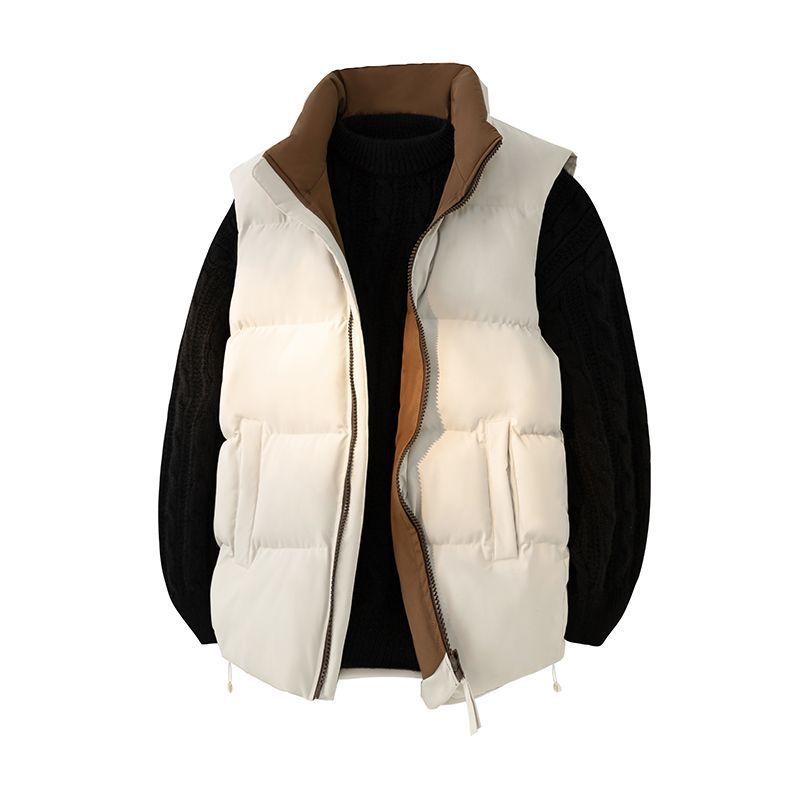 潮牌百搭保暖加厚立領多口袋棉馬甲外套