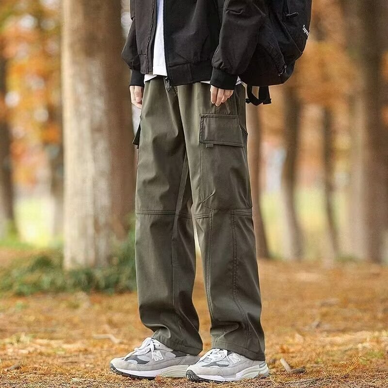 寬鬆直筒美式潮流闊腿休閒機能工裝褲