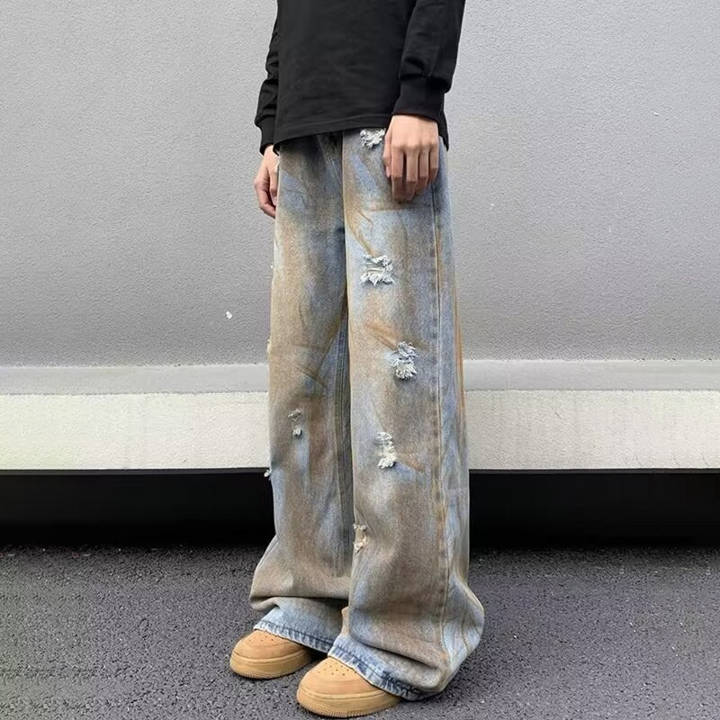 日系直筒牛仔潮流闊腿百搭褲裝