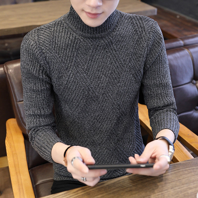 韓版潮流修身加厚針織衫半高領毛衣