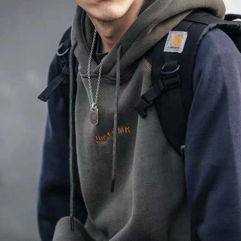 美式潮牌嘻哈刷毛加厚情侶寬鬆薄款百搭連帽T