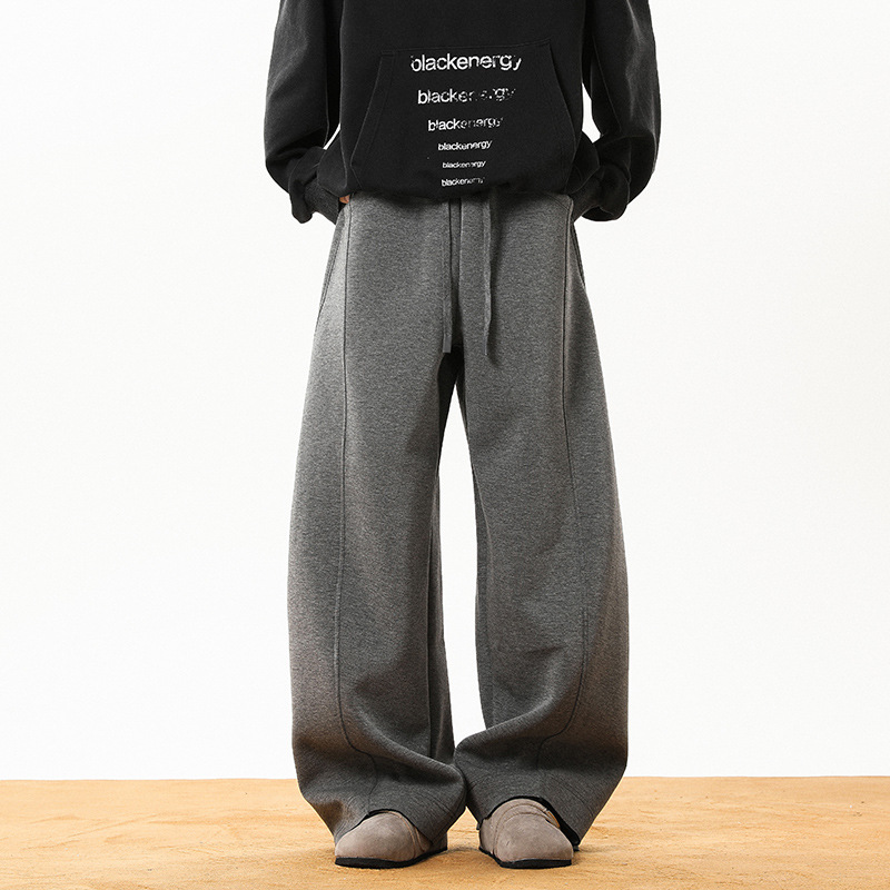 美式潮牌運動休閒闊腿寬鬆直筒彎刀褲