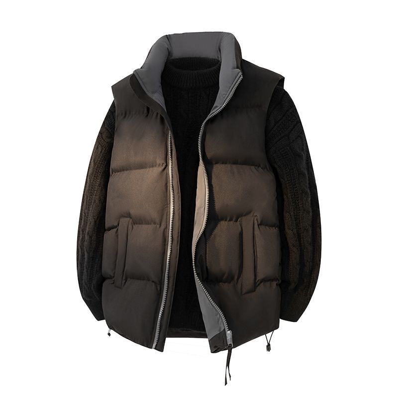 潮牌百搭保暖加厚立領多口袋棉馬甲外套