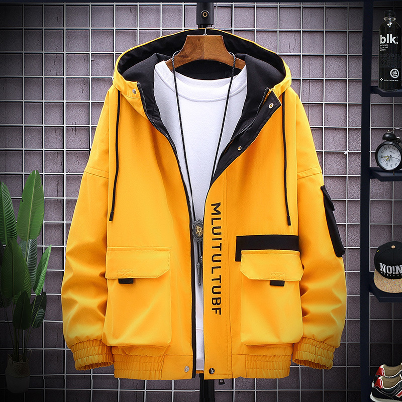 工裝撞色短款韓版潮大口袋長袖夾克