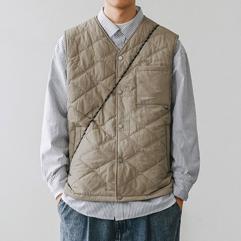 加棉疊穿休閒輕薄保暖工裝馬甲開衫