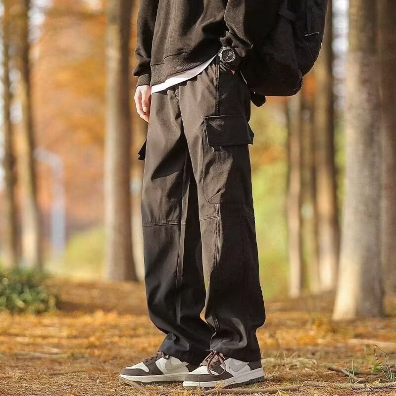 寬鬆直筒美式潮流闊腿休閒機能工裝褲