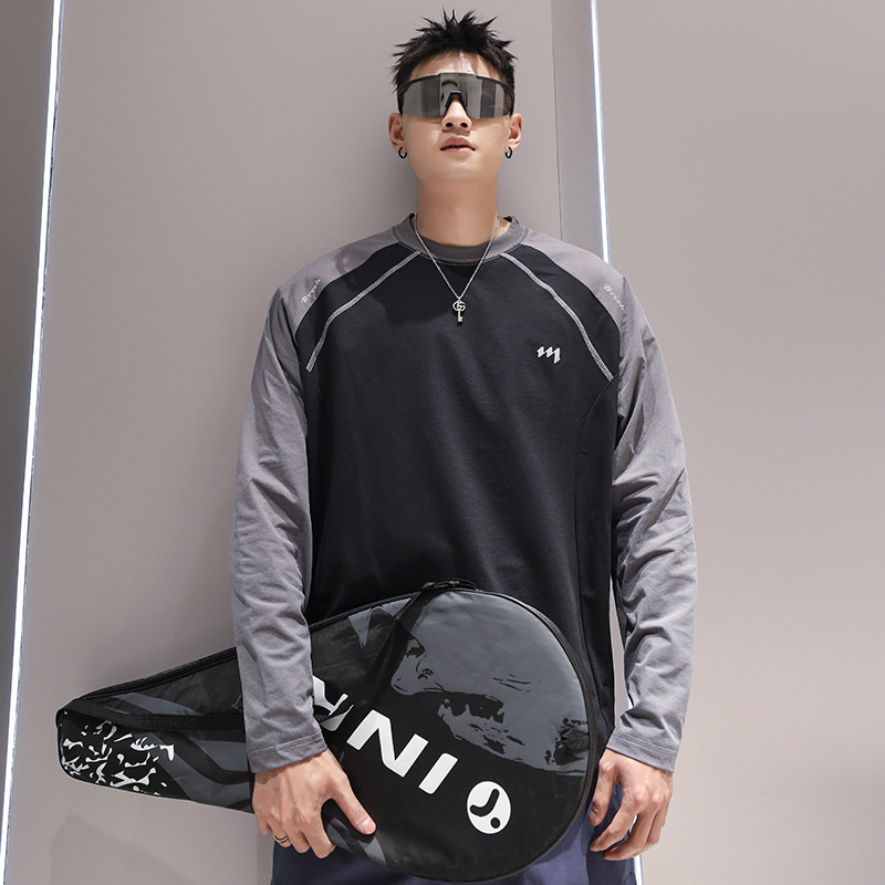 潮牌戶外運動跑步健身薄款帥氣拼接長袖T恤