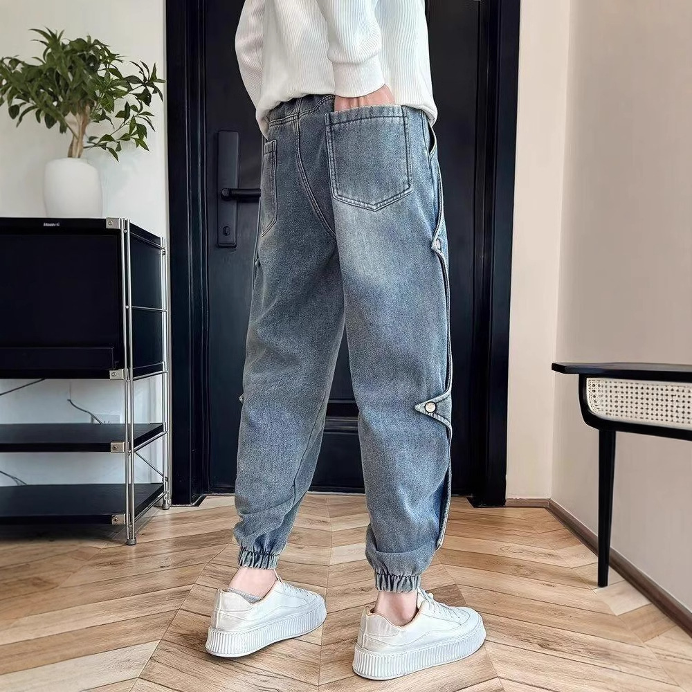 牛仔韓版潮流復古闊腿直筒褲裝